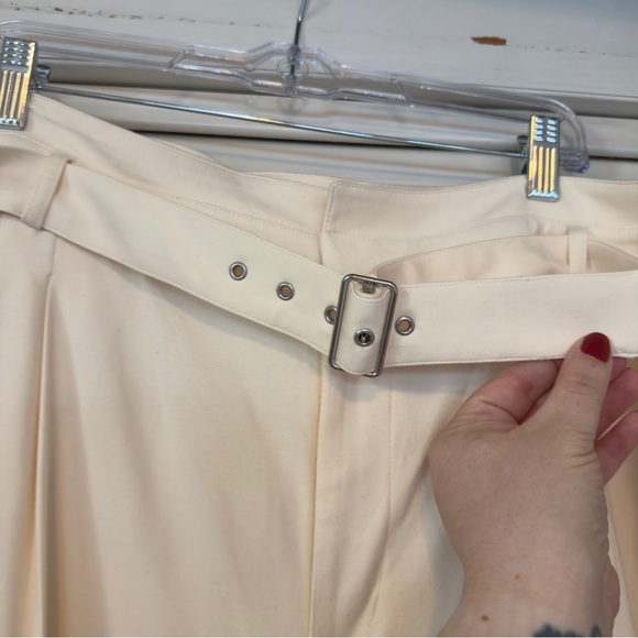 J. Crew Belted Wide Leg Trouser in City Twill Soft Ivory size 22 NWT - Picture 4 of 13